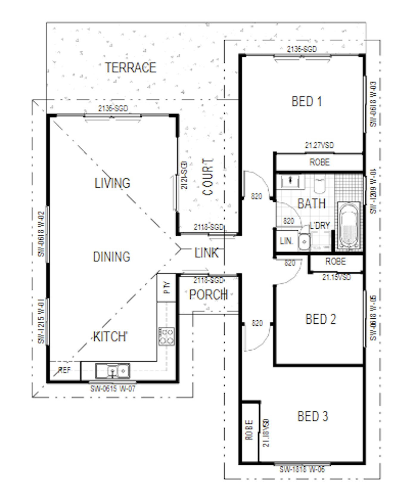 Nova 3 Bed Drawing 1